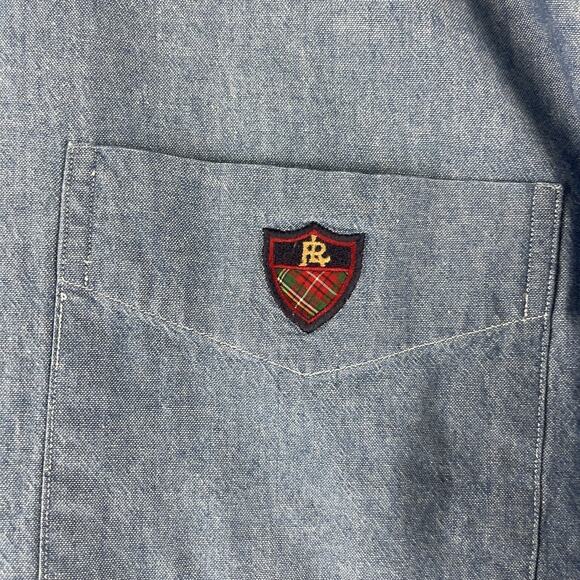 VTG Ralph Lauren Golf Tilden Shirt Mens Large Chambray Button Up Crest Preppy - Picture 4 of 12